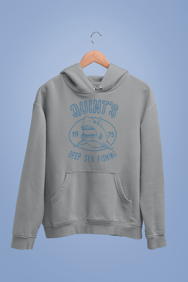 Quints Deep Sea Fishing Shark Back Printed Hoodie For Men and Women 8Ball